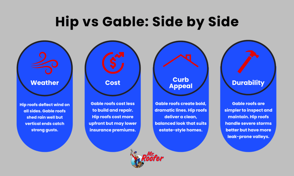 Hip vs Gable Roof side by side